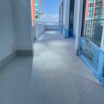 Microquartz coating on a balcony, South Beach, Miami Beach, FL — close-up detail
