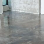 Metallic epoxy garage floor coating — close-up detail